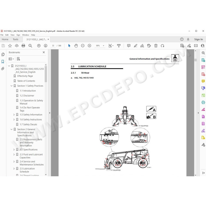 JLG Telehandler 642 service manual