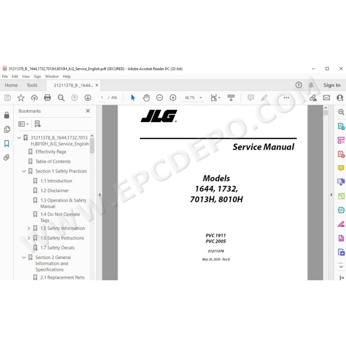 JLG Telehandler 7013H service manual