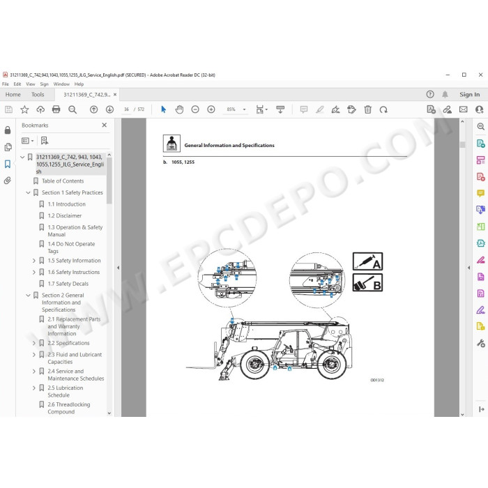 JLG Telehandler 742 service manual