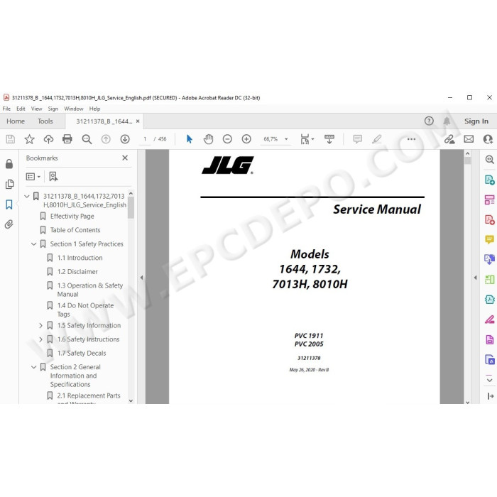 JLG Telehandler 8010H service manual