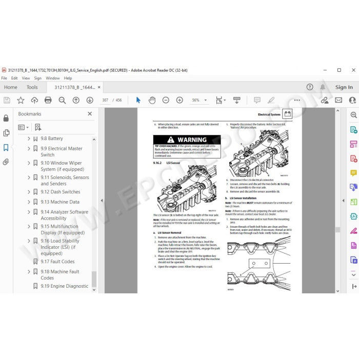 JLG Telehandler 8010H service manual