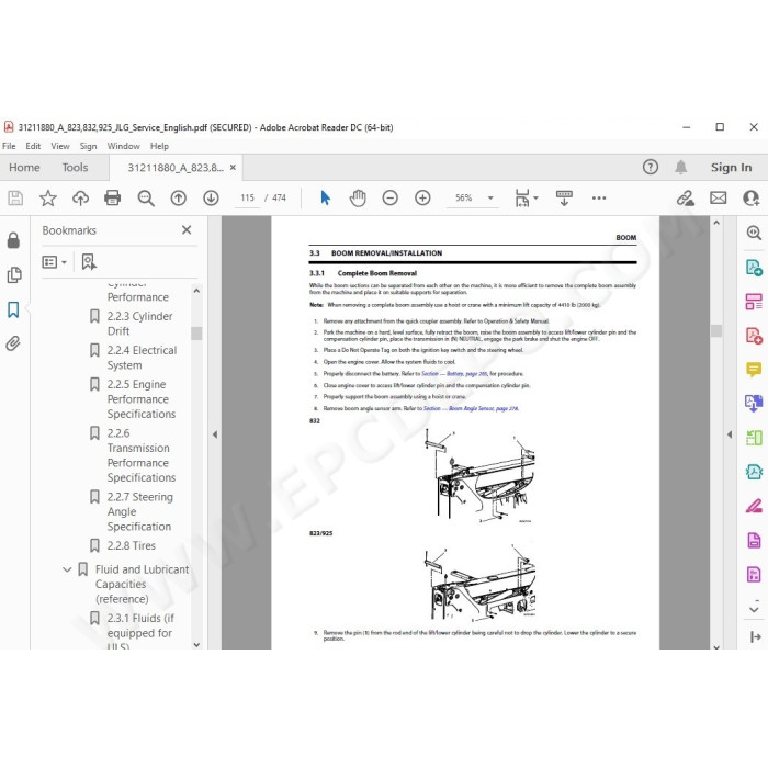JLG Telehandler 823 service manual