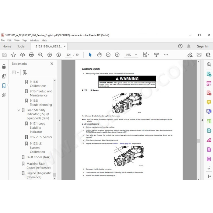 JLG Telehandler 823 service manual