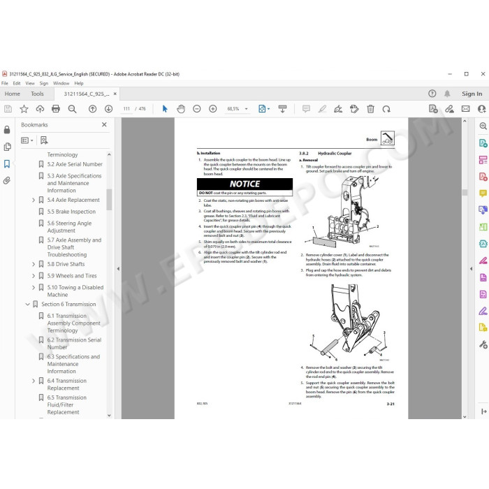 JLG Telehandler 832 service manual