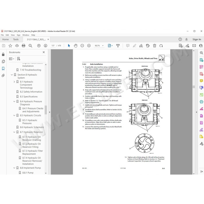 JLG Telehandler 832 service manual