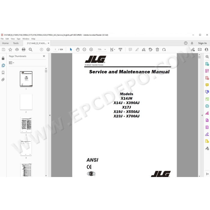 JLG Compact Crawler Boom X14J service manual