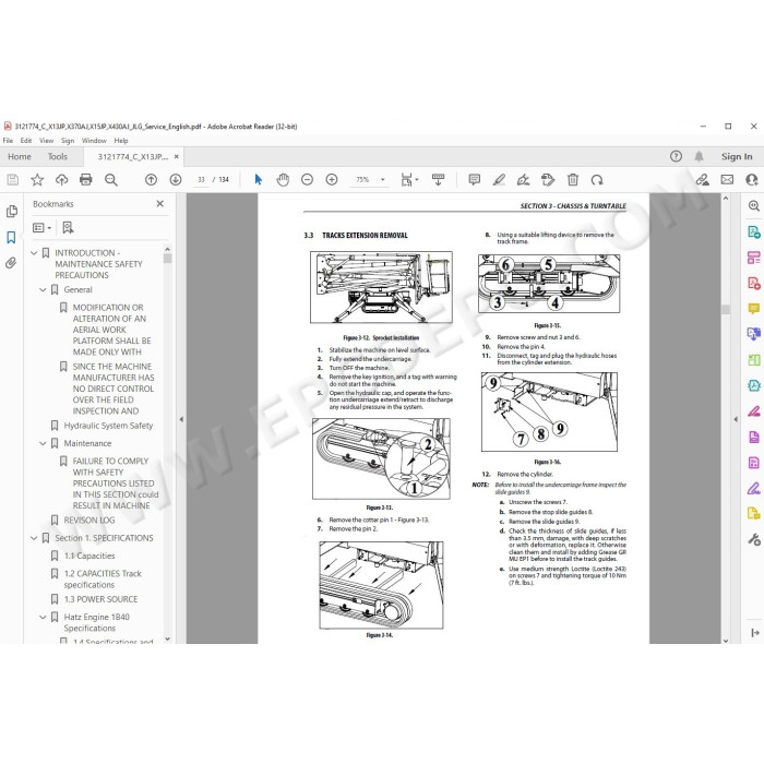 JLG Compact Crawler Boom X15JP service manual