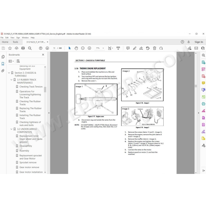 JLG Compact Crawler Boom X17JP service manual
