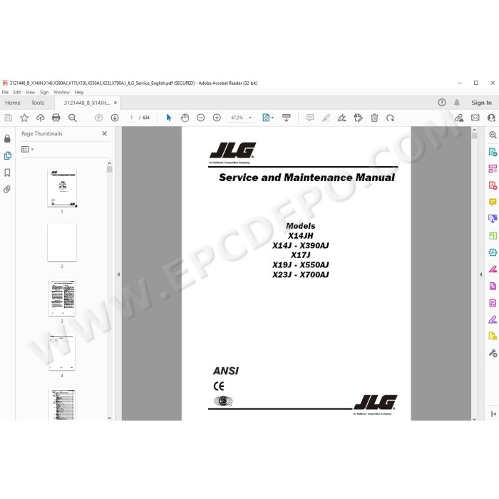 JLG Compact Crawler Boom X19J service manual