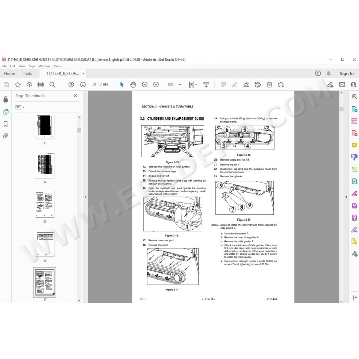 JLG Compact Crawler Boom X19J service manual