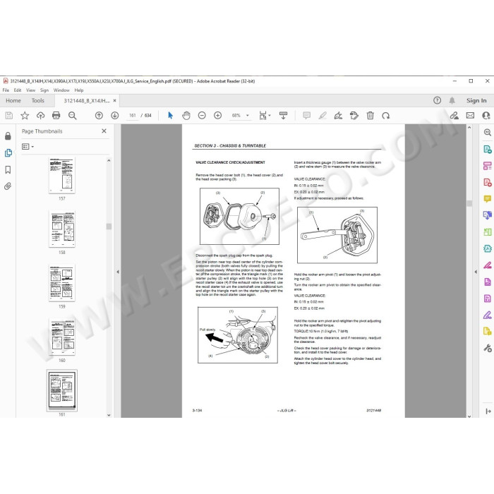 JLG Compact Crawler Boom X23J service manual