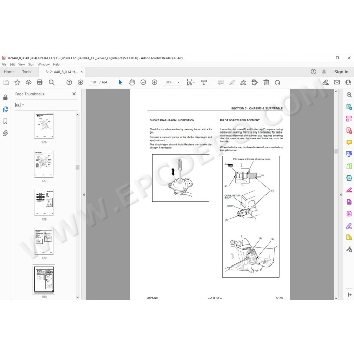 JLG Compact Crawler Boom X390AJ service manual