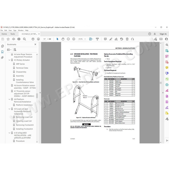 JLG Compact Crawler Boom X770AJ service manual