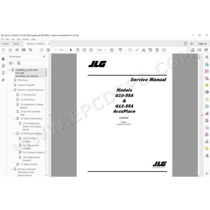 JLG Telehandler G10-55A G12-55A service manual