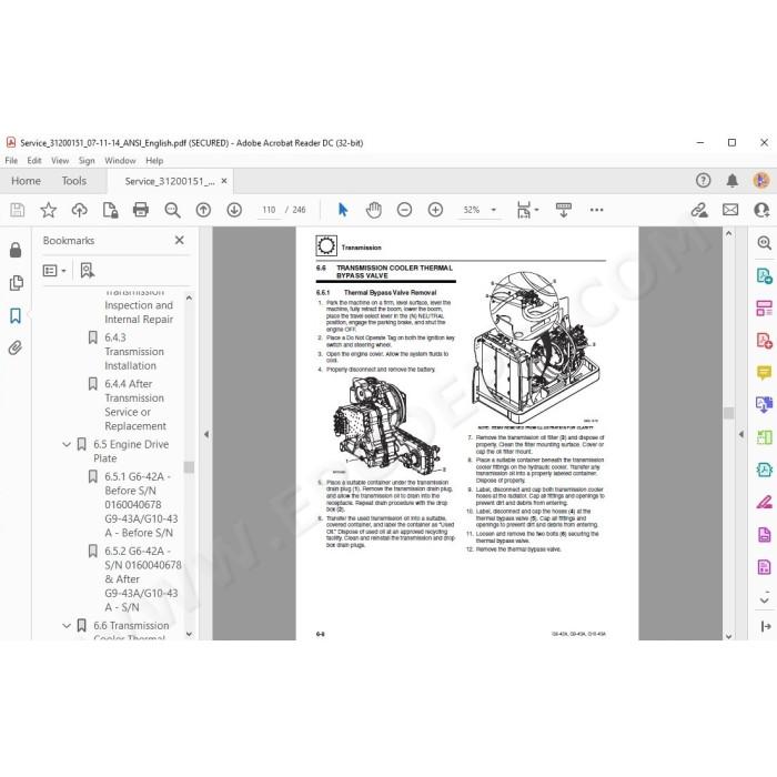 JLG Telehandler G6-42A service manual