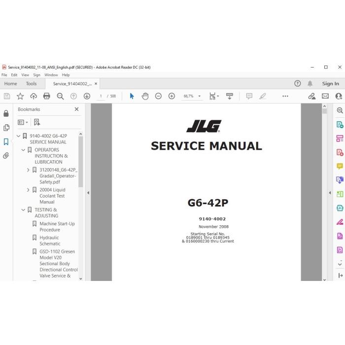 JLG Telehandler G6-42P service manual