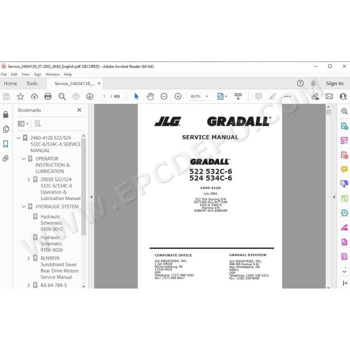 JLG Gradall Telehandler 532C-6 534C-6 service manual