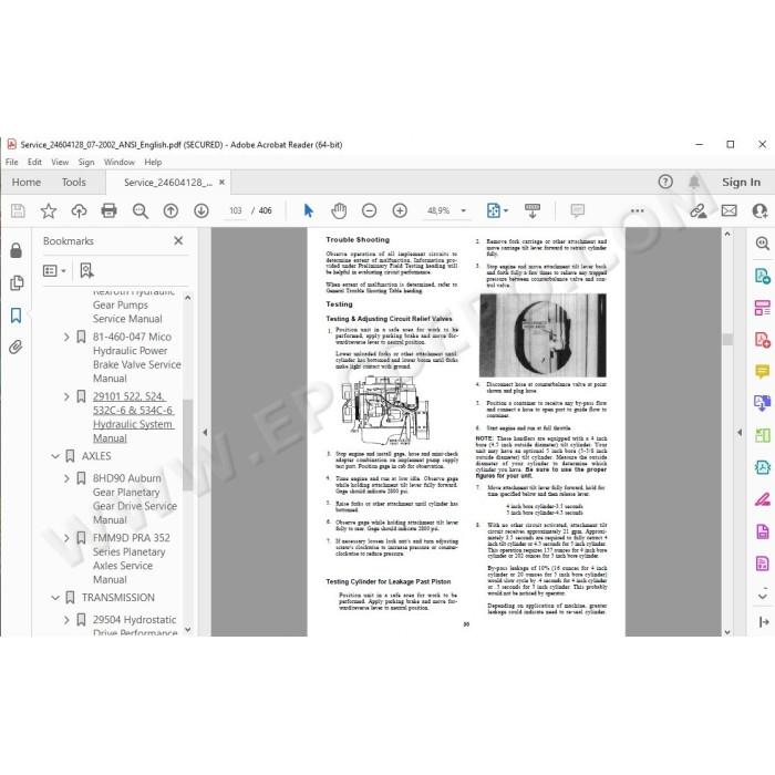 JLG Gradall Telehandler 532C-6 534C-6 service manual