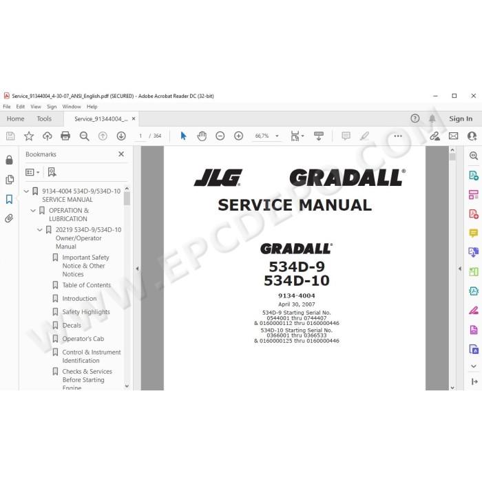 JLG Gradall Telehandler 534D-9 534D-10 service manual