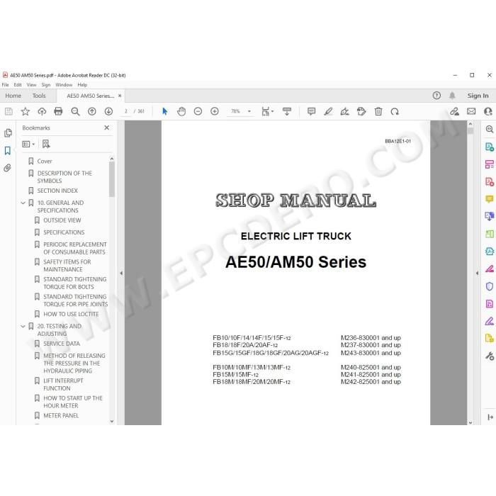 Komatsu Forklift FB10-12 / FB13-12 / FB14-12 / FB15-12 / FB18-12 / FB20-12 service & repair manual