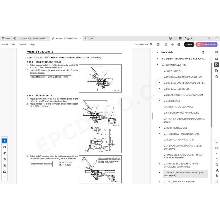Komatsu Forklift Truck FD100-8 FD115-8 FD135-8 FD150E-8 FD160E-8 service & repair manual