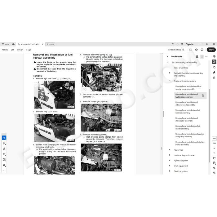 Komatsu Forklift Truck FH35-1 FH40-1 FH45-1 FH50-1 service & repair manual