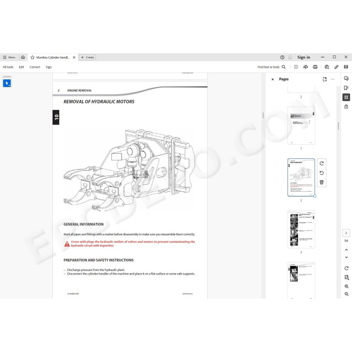 Manitou Cylinder Handler 4T-CH4 CH-10 service manual
