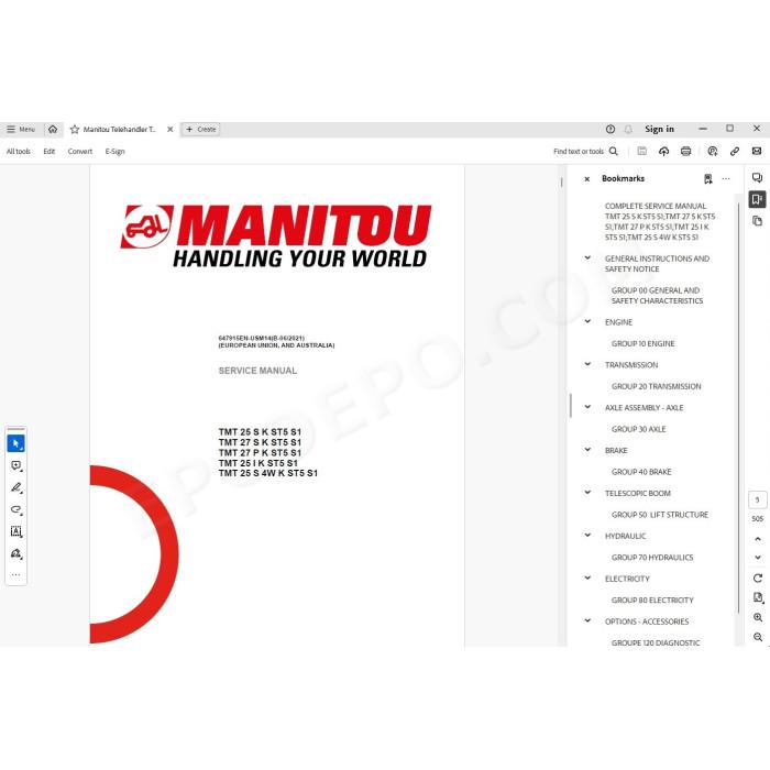 Manitou Forklift TMT 25 27 ST5 Serie 1 service manual