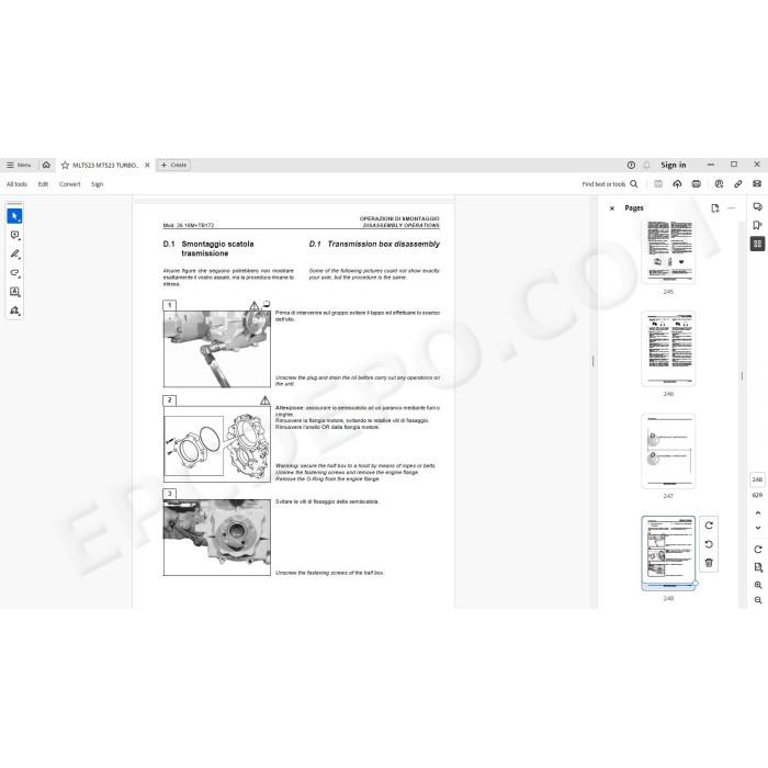 Manitou MT MLT 523 Turbo Mono Ultra Serie A service manual
