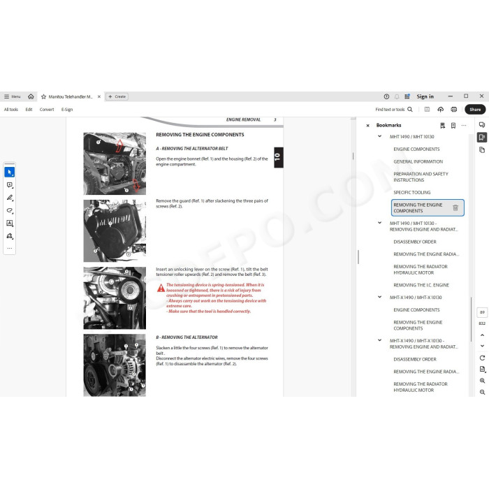 Manitou MHT MHT-X 10180 10230 Mining 129M ST4 / ST3A Serie 1 service manual