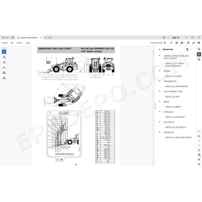 Manitou MLA 628 Turbo Powershift Serie 3 E2 service manual