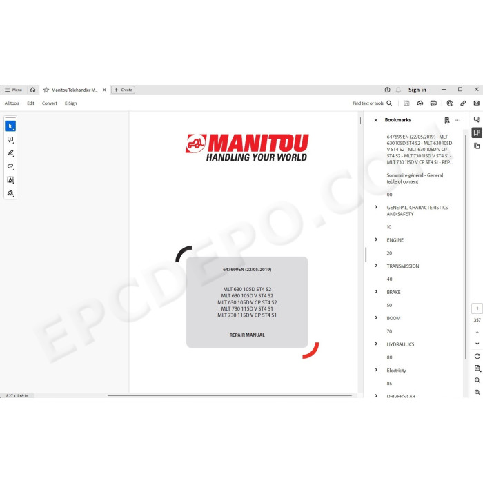 Manitou MLT 630 730 105D 115D ST4 S1 S2 service manual