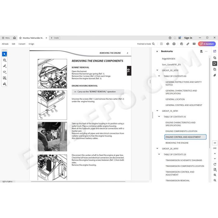 Manitou MT-X 1441 1441A 1740 1841 1841A 100P PS SLT LSU ST3A Serie 1 / Serie 4 service manual
