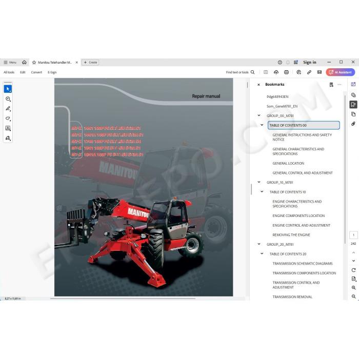 Manitou MT-X 1441 1441A 1740 1841 1841A 100P PS SLT LSU ST3A Serie 1 / Serie 4 service manual