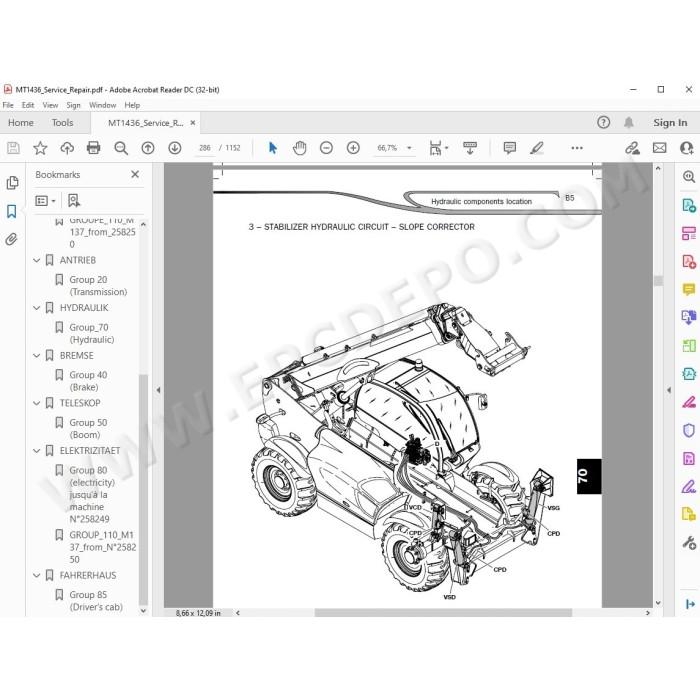 Manitou Telescopic Handler MT1436 service & repair manual