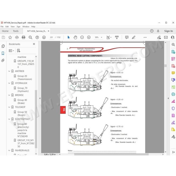 Manitou Telescopic Handler MT1436 service & repair manual