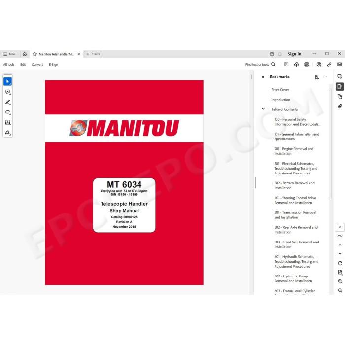 Manitou MT 6034 service repair manual