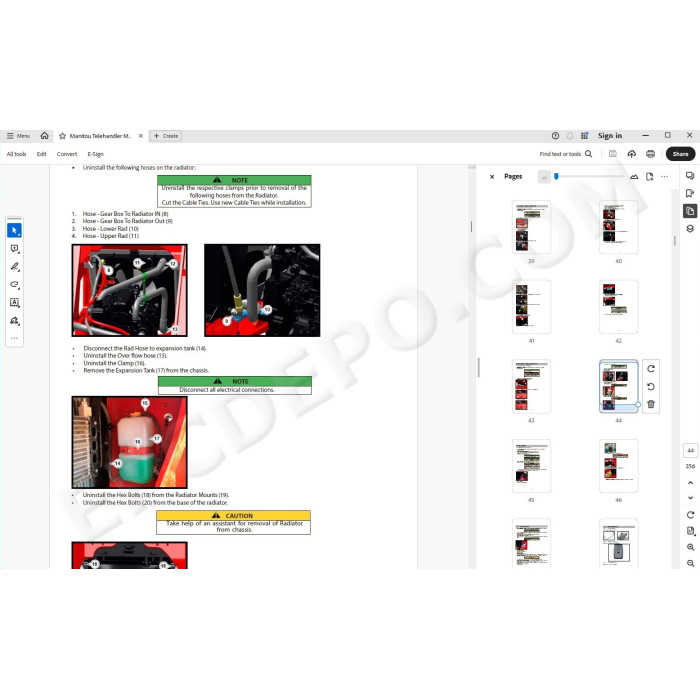 Manitou Telescopic Handler MXT 840 KOEL BSIV service manual
