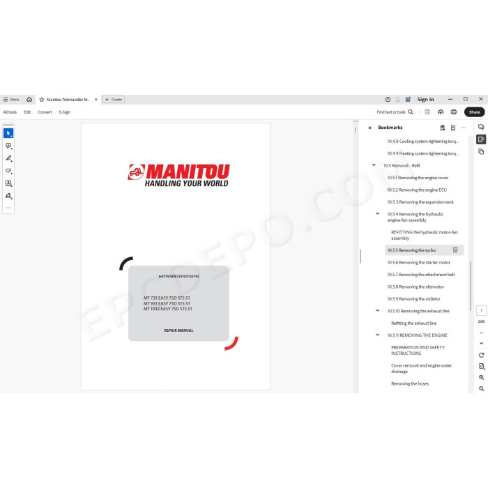 Manitou MT 733 933 1033 Easy 75D ST5 Serie 1 service manual