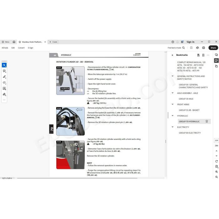 Manitou Platform 120 150 170 AETJL AETJC AETJ service manual
