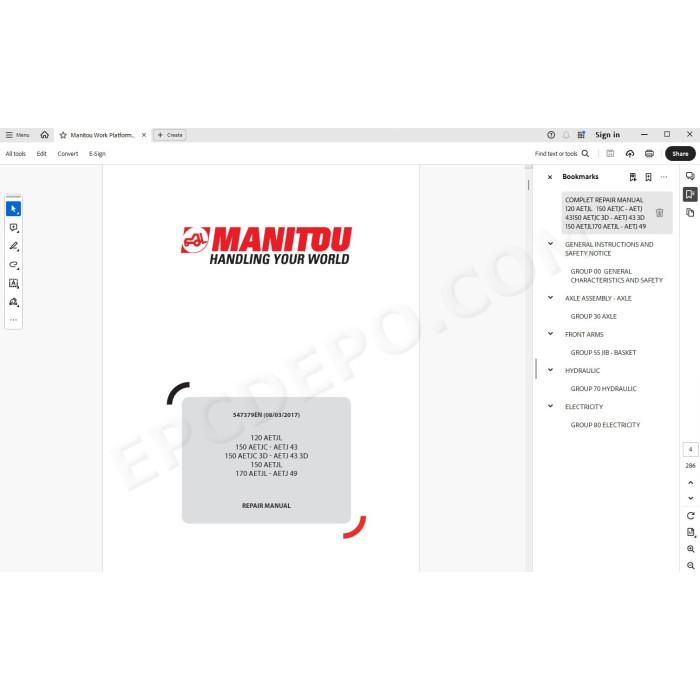 Manitou Platform 120 150 170 AETJL AETJC AETJ service manual