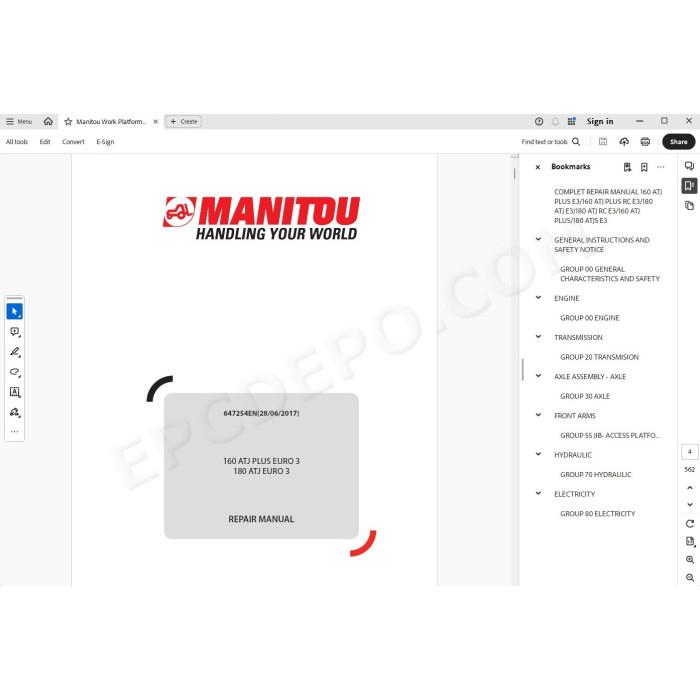 Manitou Platform 160 180 ATJ Plus Euro 3 service & repair manual