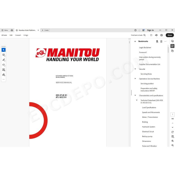 Manitou Platform 200 ATJE ATJ 60 E S1 service manual