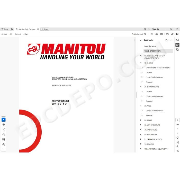 Manitou Platform 260 TJP 280 TJ ST5 Serie 1 service & repair manual