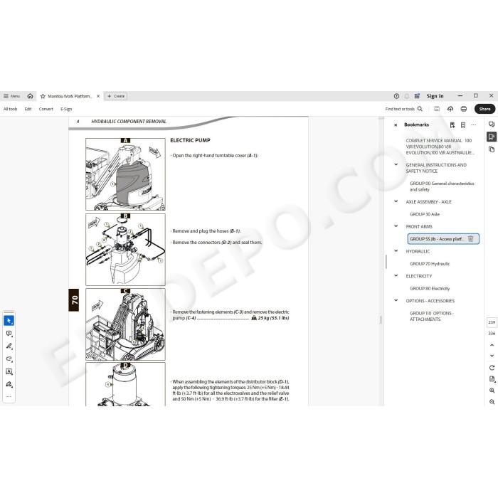 Manitou Platform 80 VJR 100 VJR Evolution VJR 26 S1 service manual