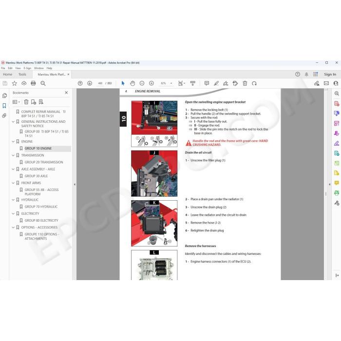 Manitou Platform TJ 80P 85 T4 Serie 1 service & repair manual