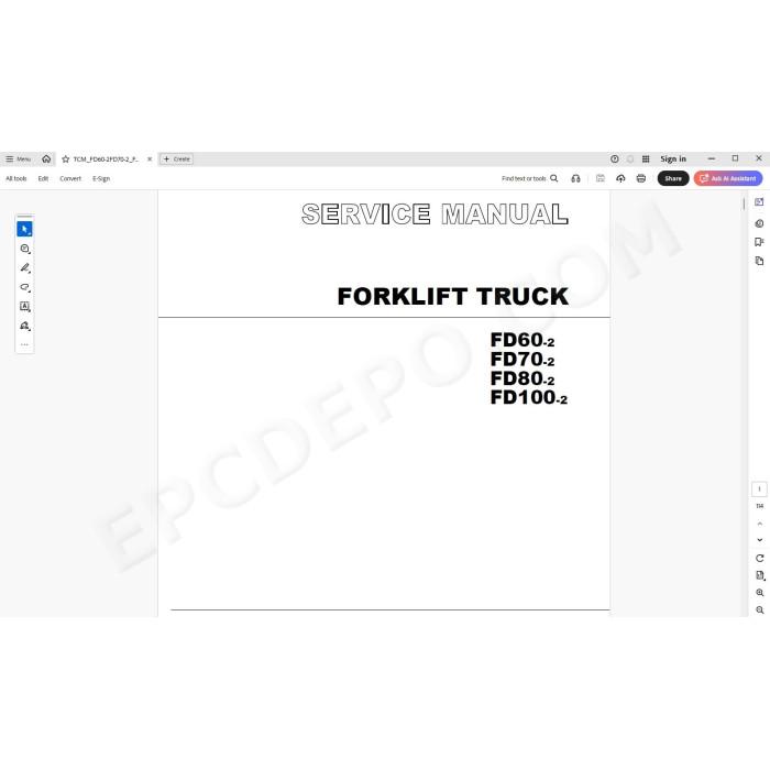 TCM Forklift Truck FD60-2 FD70-2 FD80-2 FD100-2 service manual