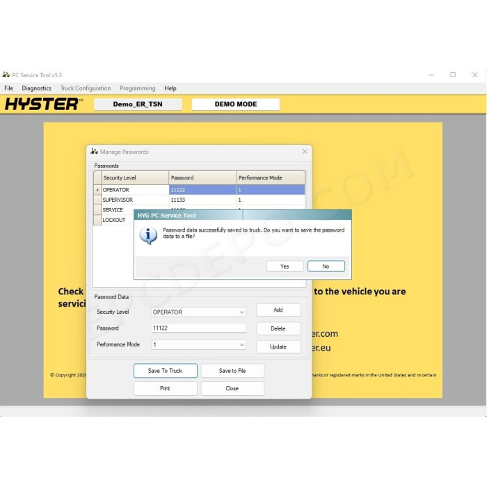 HYSTER PC SERVICE TOOL 2024 v5.3