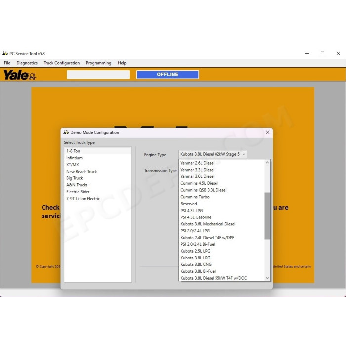 YALE PC SERVICE TOOL 2024 v5.3 DIAGNOSTIC
