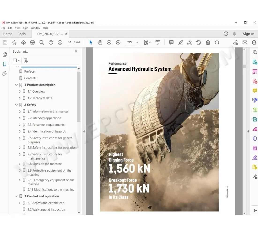 Liebherr Mining Excavator R9600 service & repair manual